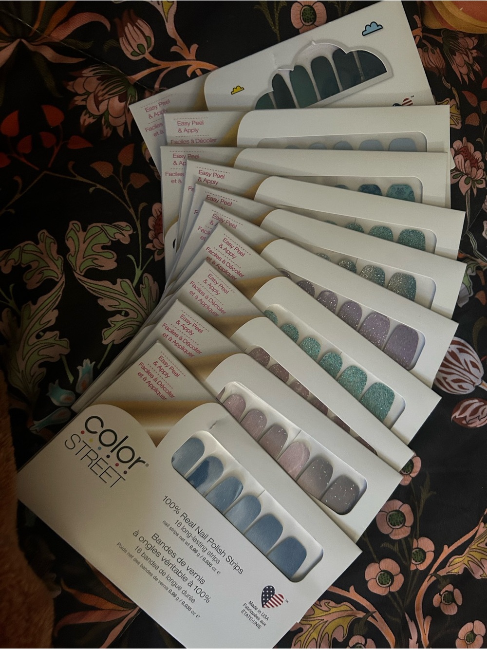 10 Color Street Nail Polish Strips - Assorted Pastel & Glitter Shades